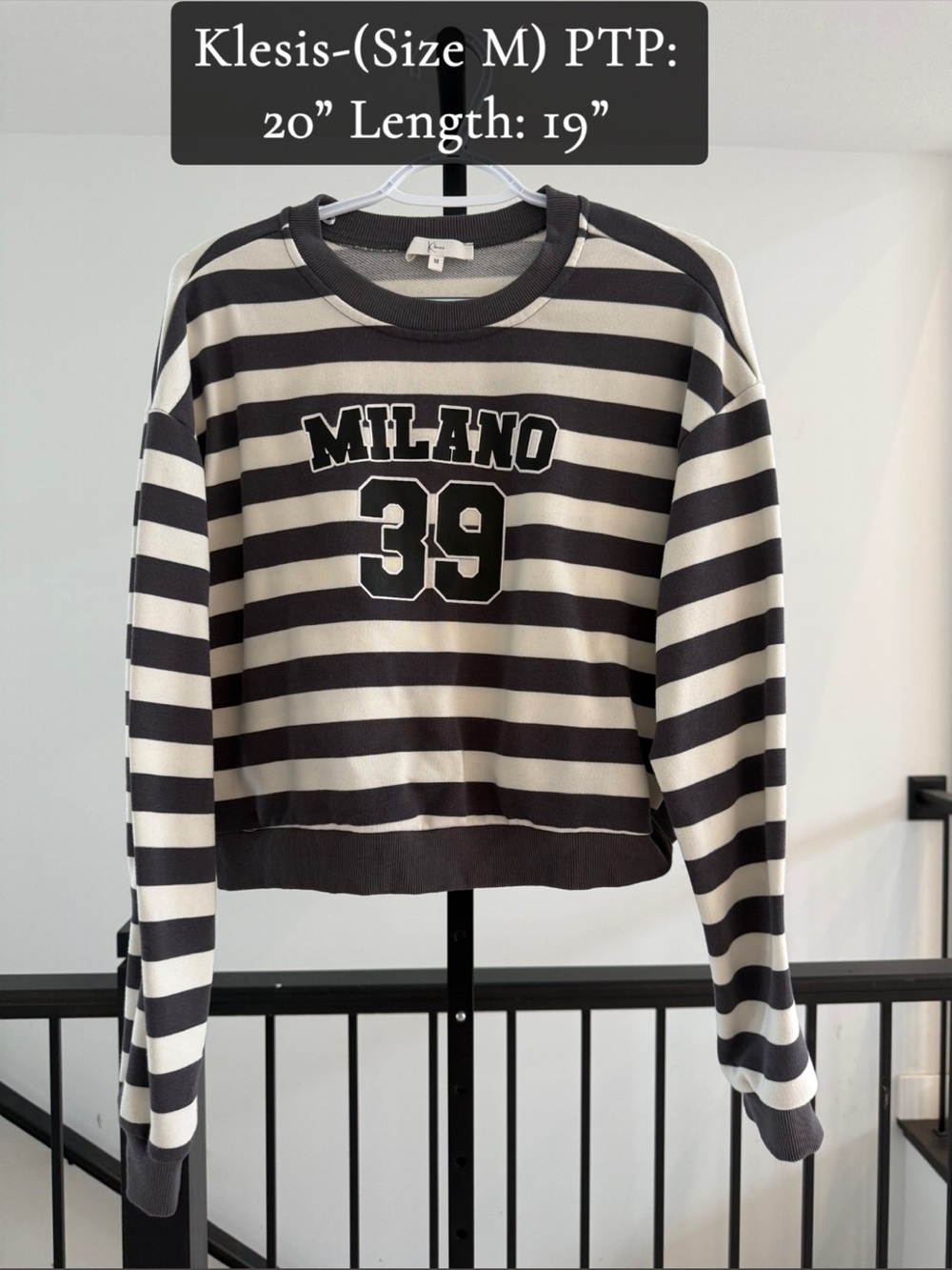 Striped Milano 39 Crewneck Sweater - Black & Cream